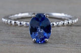 Oval Tanzanite Ring Rope Bead Gold Band  M3062