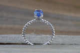Oval Tanzanite Ring Rope Bead Gold Band  M3062