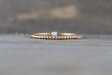18 Karat Rose Gold Dainty Diamond Milgrain Band Wedding Anniversary Love Ring Band Vintage Thin Bead