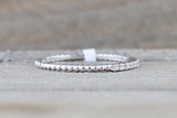 18 Karat White Gold Dainty Diamond Band Wedding Ring Band Bead