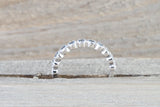 14k White Gold Round Aquamarine Vintage Milgrain Etch Etching Ring Antique Half Filigree Dainty Band Bezel