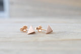 14k Rose or Yellow Gold Pyramid Triangle Stud Earring Studs 3d Point ERTRI3DR