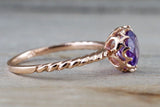 Melrose Amethyst GoldRound Purple Ring Crown Vintage February Birthstone