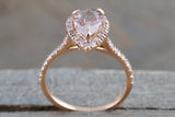 Gold Pear Morganite Diamond Halo Engagement Ring ASPER1430053