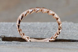14k Rose Gold Infinity Twist Arrow Crossover Triangle Diamond Engagement Band ZigZag