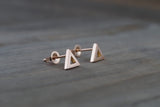 14k Rose or Yellow Gold Pyramid Triangle Stud Earring Studs Open