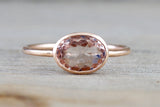14k Rose Gold Bezel Oval Morganite Mothers Birthstone Gemstone