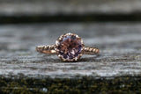 Melrose 14k Gold Round Morganite Engagement Ring Crown Vintage 6mm