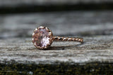 Melrose 14k Gold Round Morganite Engagement Ring Crown Vintage 6mm