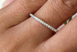 18k White Gold Dainty Thin Diamond Eternity Band Brilliant Cut