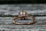 Melrose 14k Rose Gold Round Morganite Pinkish Halo Engagement Ring Crown Vintage 7mm