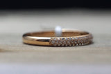 14k Rose Gold Micro Pave Dome Design Dainty Thin Diamond Engagement Band Brilliant Cut