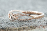 18k Rose Gold Diamond Infinity Intertwined Band Promise Ring