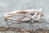 18k Rose Gold Diamond Infinity Intertwined Band Promise Ring