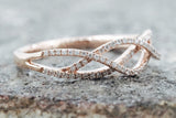 18k Rose Gold Diamond Infinity Intertwined Band Promise Ring