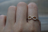 14k Yellow Gold Diamond Pave Polished Infinity Love Symbol Ring Band Promise Anniversary Index Finger