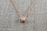 14k Rose Gold Small Flower Clover Diamond Pendent Slider with 16" 14k Rose Gold Chain