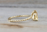 14k Yellow Gold Oval Imperial Topaz Prong Engagement Promise Ring Rope Bead Vintage Stackable Classic Stack