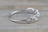 14k White Gold Diamond Pave Twist Chain Link Stackable Ring Band Wedding Promise Anniversary Fashion Rope Twist Open Curve