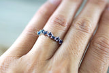Gold Sapphire Staggered Baguette Cut Band Ring B10080