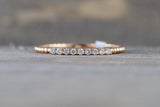 18 Karat Rose Gold Dainty Diamond Milgrain Band Wedding Anniversary Love Ring Band Vintage Thin Bead