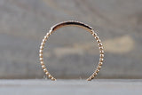 18 Karat Rose Gold Dainty Diamond Milgrain Band Wedding Anniversary Love Ring Band Vintage Thin Bead