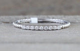 18 Karat White Gold Dainty Diamond Band Wedding Ring Band Bead