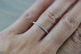 18 Karat White Gold Dainty Diamond Band Wedding Ring Band Bead