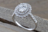 Double Halo Oval Moissanite