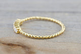 18 Karat Yellow Gold Dainty Princess Cut Diamond Bead Band Wedding Anniversary Love Ring Band Vintage Thin Bead