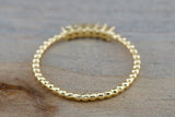 18 Karat Yellow Gold Dainty Princess Cut Diamond Bead Band Wedding Anniversary Love Ring Band Vintage Thin Bead