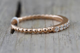 14k Rose Gold Diamond Bead Band Ring Band Stacking