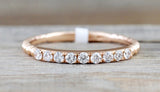 14k Rose Gold Diamond Bead Band Ring Band Stacking