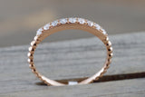 14k Rose Gold Diamond Bead Band Ring Band Stacking