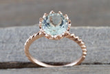 Melrose carat 14k Rose Gold 8mm Round Green Amethyst Engagement Ring Crown Vintage Design Rope Classic November Birthstone