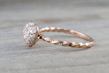 14k Rose Gold Diamond Puff Micro Pave Heart Anniversary Promise Love Ring Band Fashion