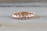 14k Rose Gold Infinity Twist Arrow Crossover Triangle Diamond Engagement Band ZigZag