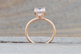 14k Rose Gold Oval Morganite Peach Pink Classic lotus flower petal Solitaire Engagement Wedding Ring Design 9x7 1.9 carats