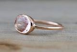 Oval Morganite 14k Rose Gold Bezel Birthstone Gemstone Stackable Ring East West