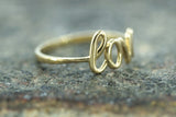 14k Yellow Gold Polished Love Ring Band Promise Anniversary Fashion Solid Stacking Stackable Calligraphy Pen Doodle Writer Journal