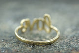 14k Yellow Gold Polished Love Ring Band Promise Anniversary Fashion Solid Stacking Stackable Calligraphy Pen Doodle Writer Journal