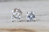 14k White Gold Cushion Moissanite Stud Earrings 4.5mm