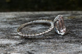 14k White Gold Elongated Cushion Cut Pink Peach Morganite Prong Engagement Promise Ring Rope