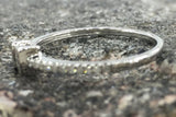 18k White Gold Diamond Emerald Engagement Band Brilliant Cut Stackable Thin Dainty Baguette
