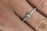 18k White Gold Diamond Emerald Engagement Band Brilliant Cut Stackable Thin Dainty Baguette