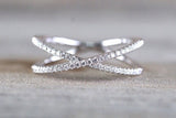 14K White Gold Diamond Cross X Infinity Twist Fashion Promise Anniversary Engagement Wedding Love Ring
