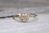 14kt Yellow Gold Diamond Rose Flower Plumeria Petal Floral