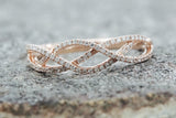 18k Rose Gold Diamond Infinity Intertwined Band Promise Ring