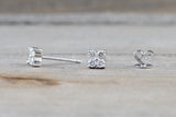 14k White Gold Diamond Clover Flower Earring Studs Stud