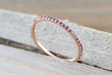 14k Rose Gold Purple Amethyst Dainty Eternity Band Ring